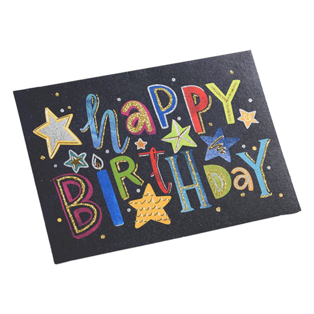 Custom Colorful Star Birthday Card Black - gojersey