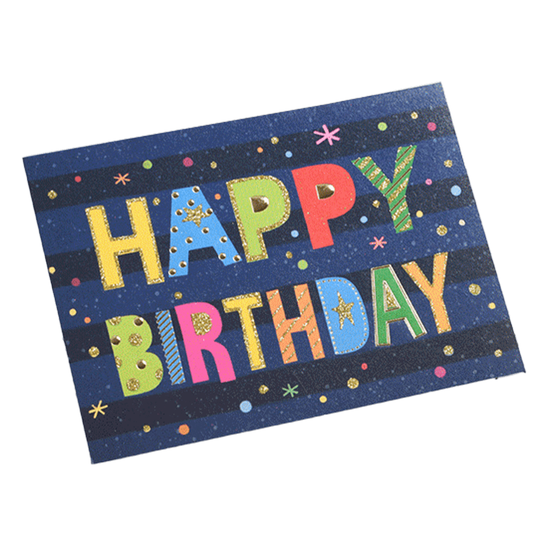 Custom Colored Letters Birthday Card Navy - gojersey