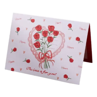 Custom Rose Heart Valentine's Day Card Red - gojersey