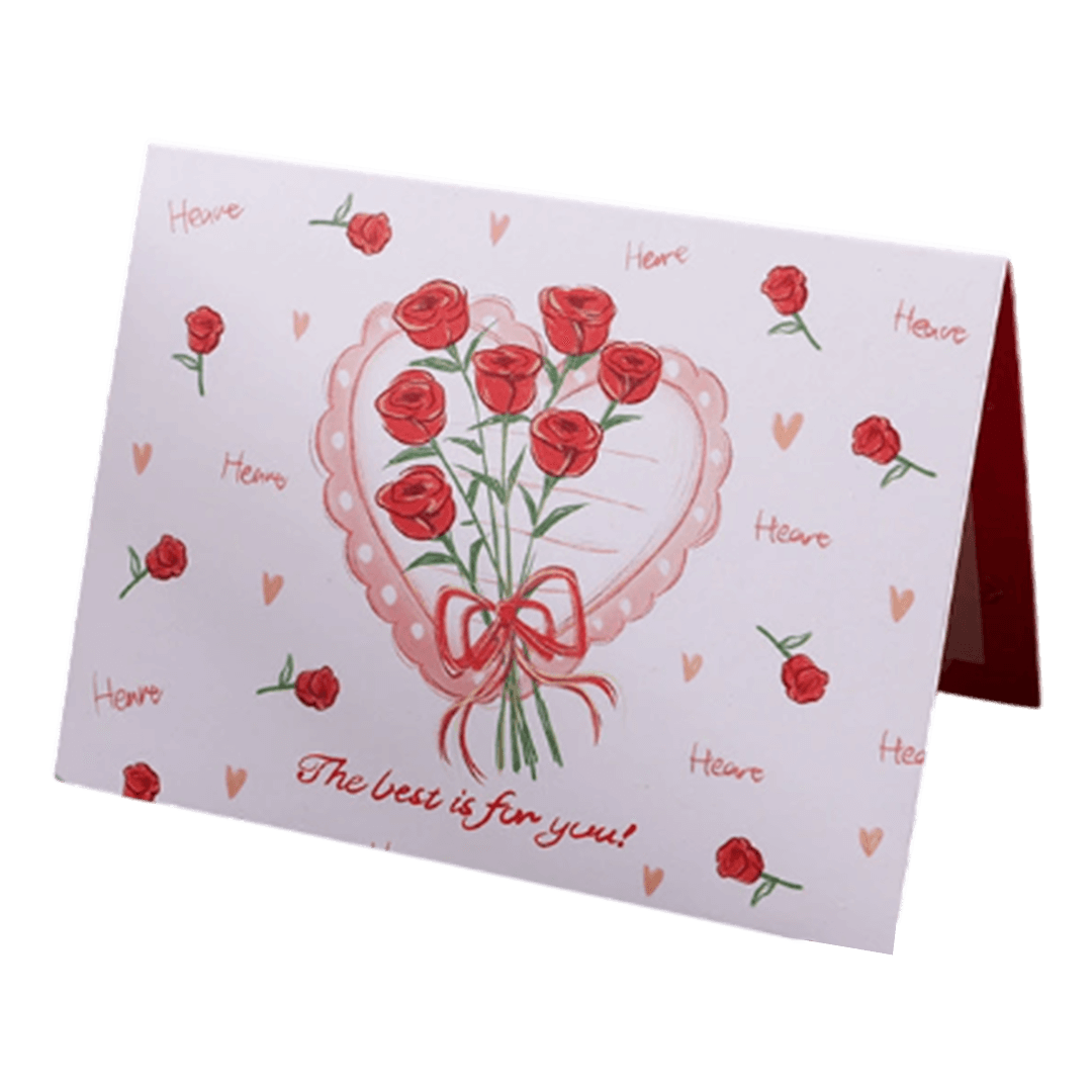 Custom Rose Heart Valentine's Day Card Red - gojersey