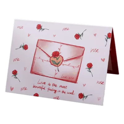 Custom Rose Envelope Valentine's Day Card Red - gojersey