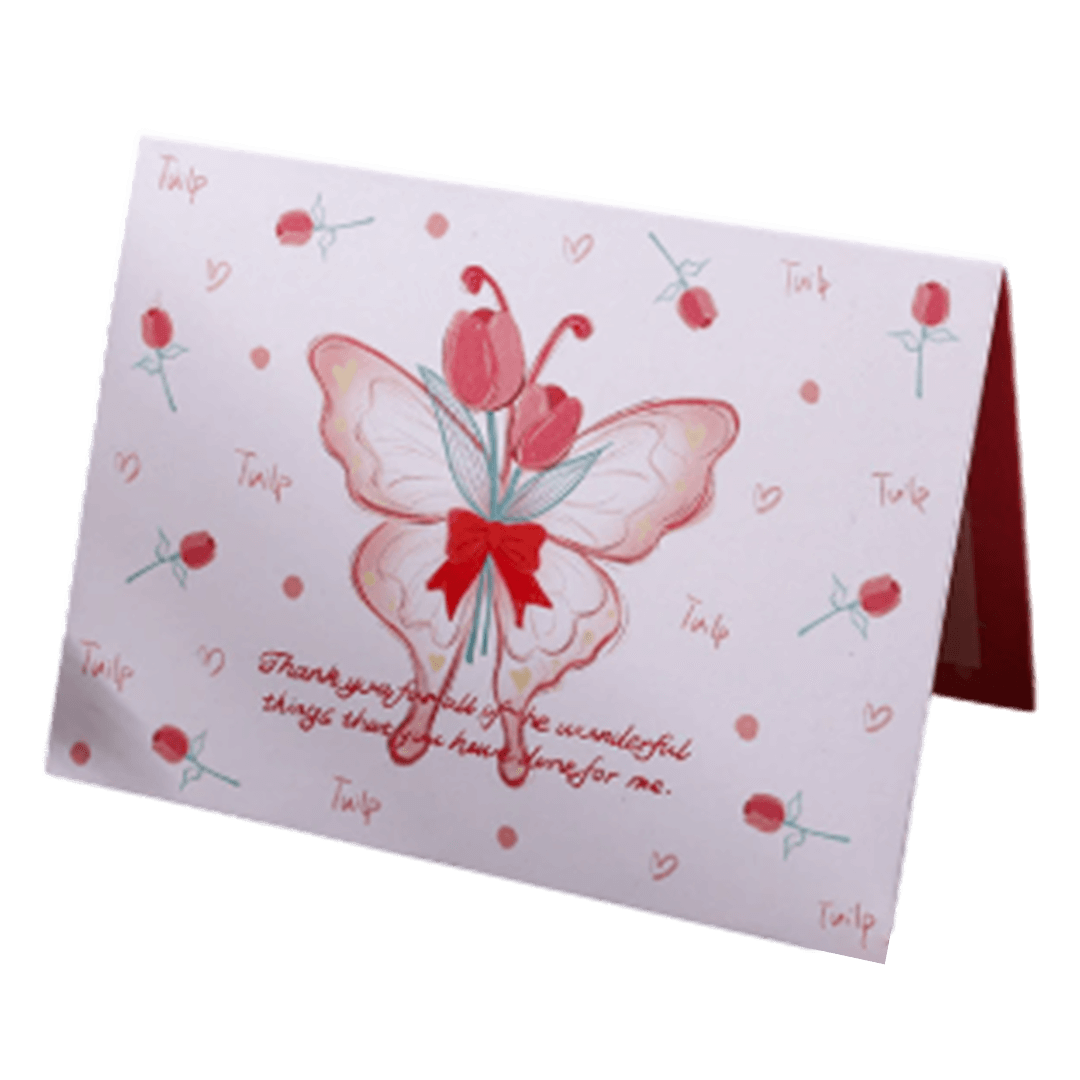 Custom Tulip Butterfly Valentine's Day Card Red - gojersey