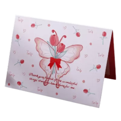 Custom Tulip Butterfly Valentine's Day Card Red - gojersey