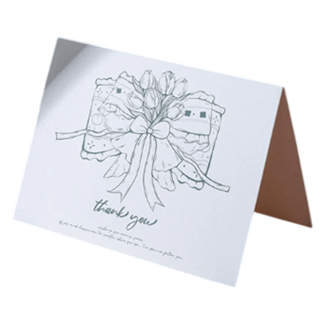 Custom Bow Tulip Thank You Anniversary Card Green - gojersey