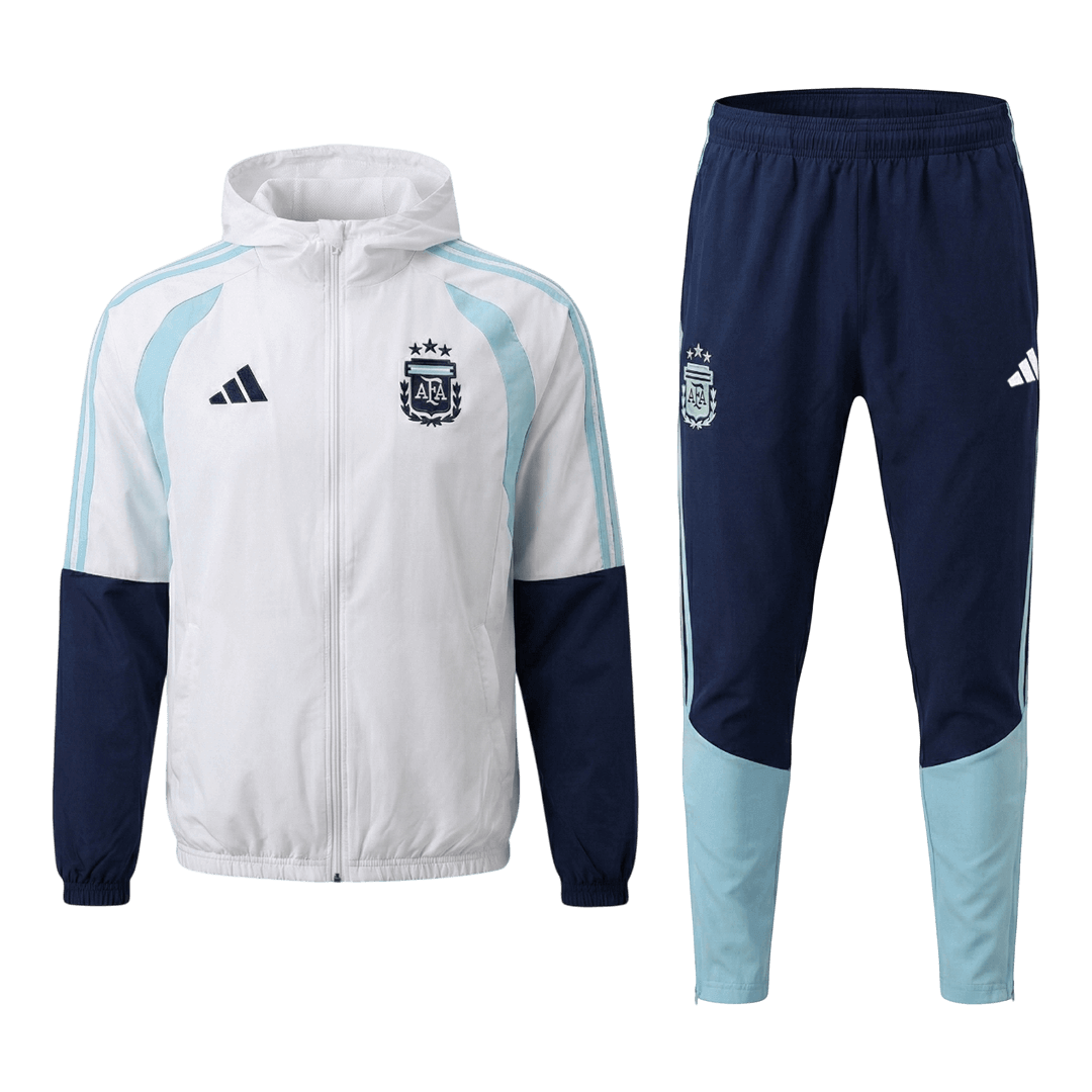 Argentina Hoodie Training Kit 2026 - White (Top+Pants) - gojersey