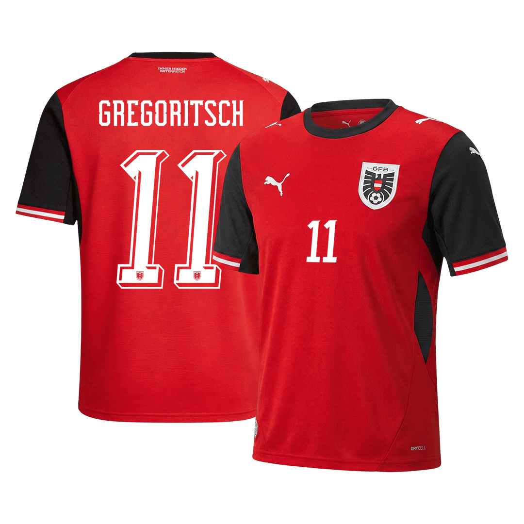 GREGORITSCH#11 Austria Home Soccer Jersey World Cup 2026 Red - gojersey