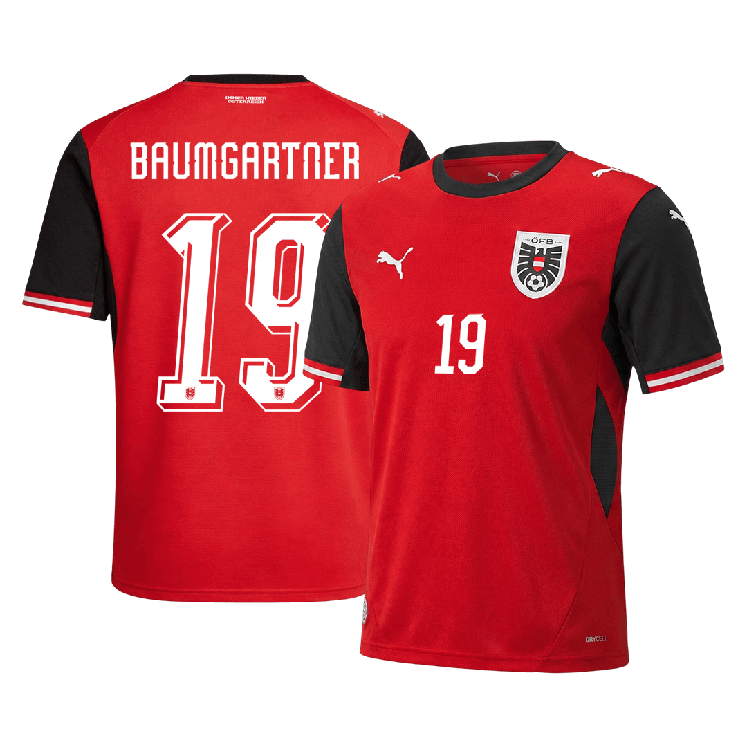 BAUMGARTNER#19 Austria Home Soccer Jersey World Cup 2026 Red - gojersey