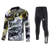 Kid's Real Madrid x MARVEL Zipper Sweatshirt Kit(Top+Pants) 25/26 Black - gojersey