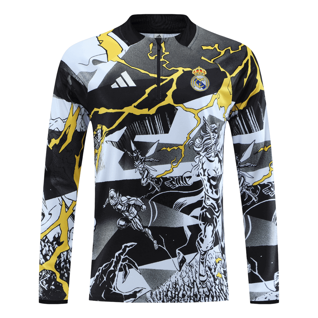 Real Madrid Sweatshirt Kit 2025/26 - Black (Top+Pants) - gojersey