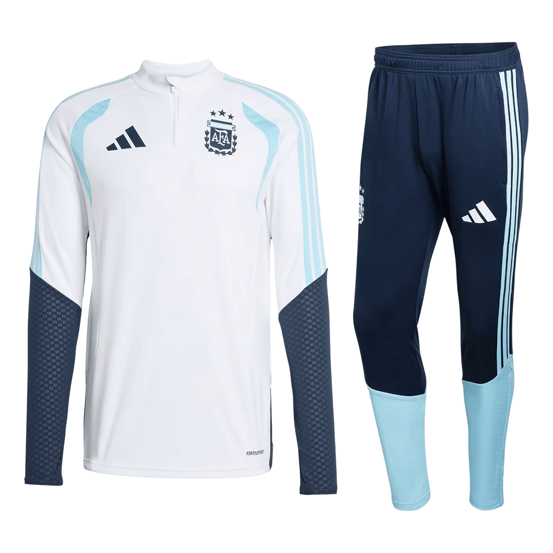 Kid's Argentina Zipper Sweatshirt Kit(Top+Pants) 2026 White - gojersey