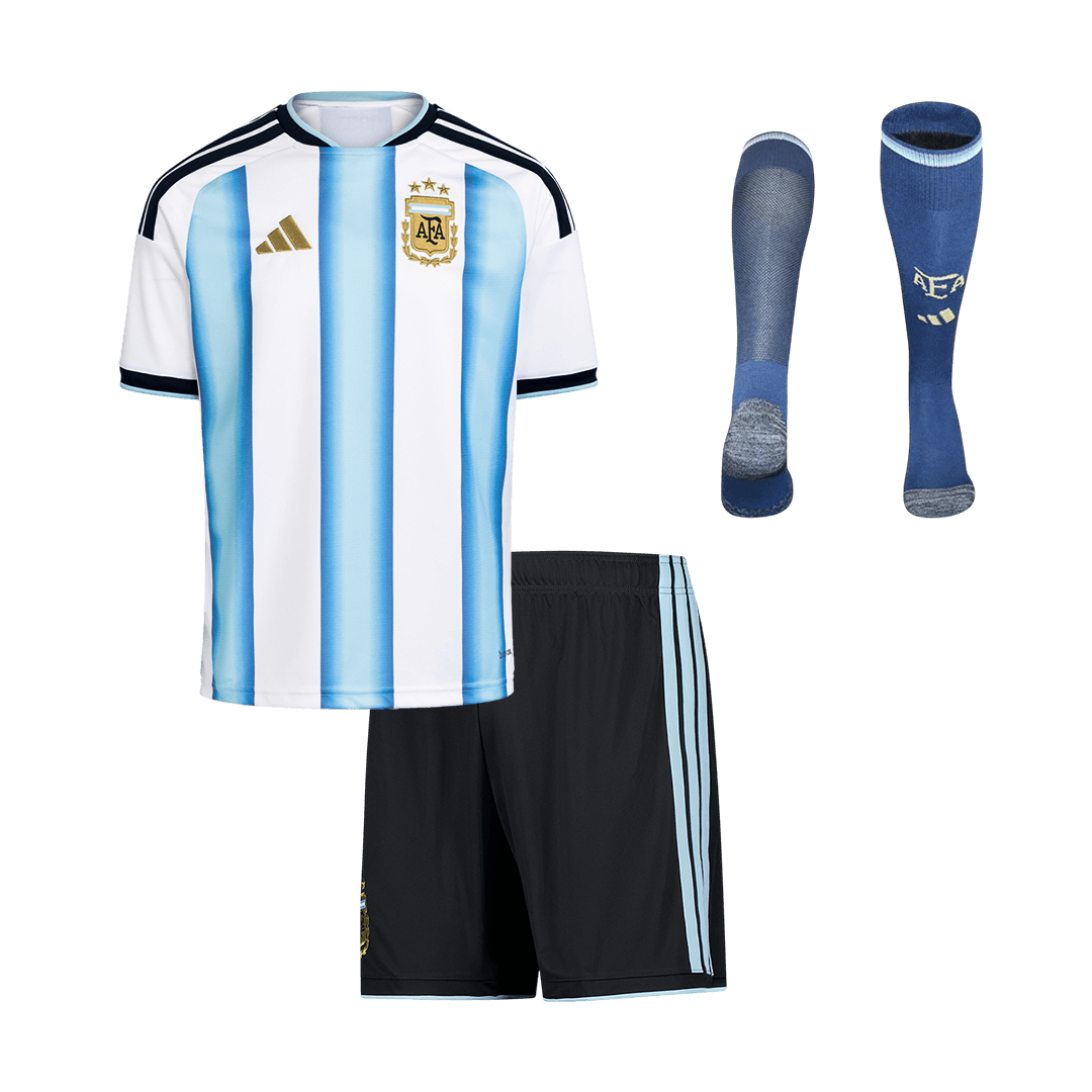 Kid's Argentina Home Soccer Jersey Kit(Jersey+Shorts+Socks) World Cup 2026 Blue&White - gojersey