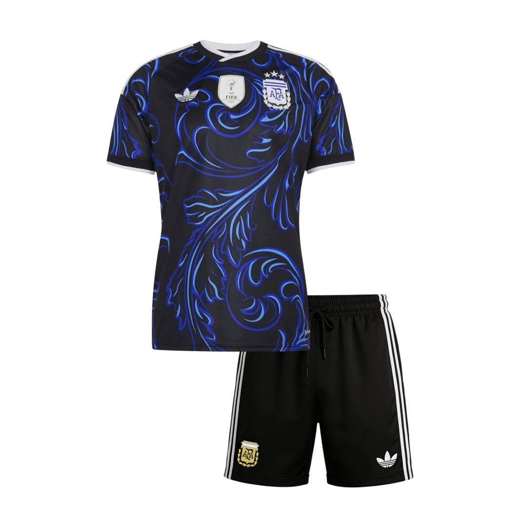 Kid's Argentina Away Soccer Jersey Kit(Jersey+Shorts) World Cup 2026 Black - gojersey