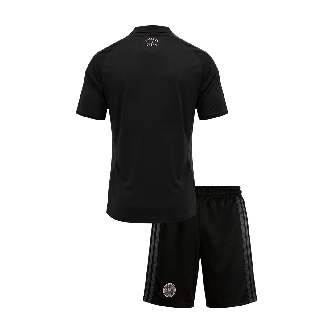 Kid's Inter Miami Away Soccer Jersey Kit(Jersey+Shorts) 2026 Black - gojersey