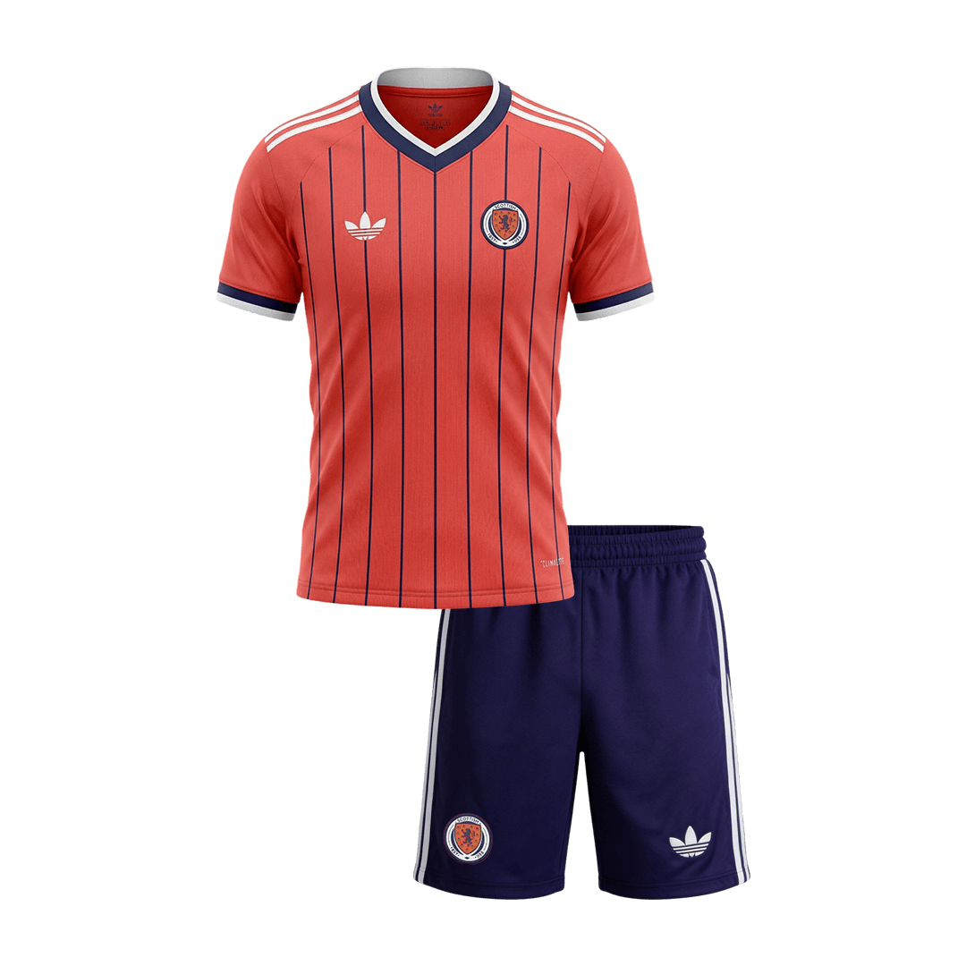 Kid's Scotland Away Soccer Jersey Kit(Jersey+Shorts) World Cup 2026 Coral - gojersey