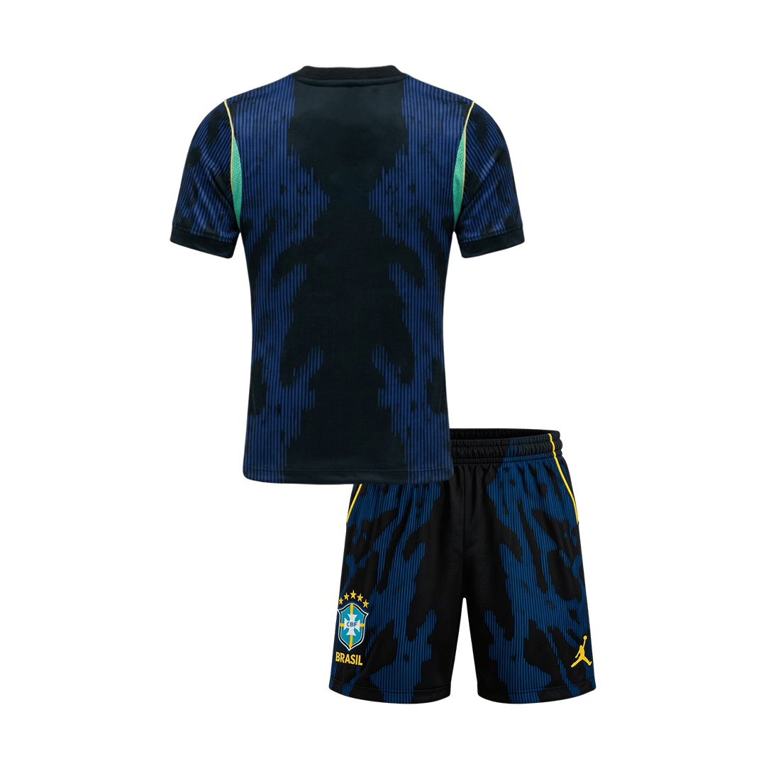 Kid's Brazil Away Soccer Jersey Kit(Jersey+Shorts) World Cup 2026 Navy - gojersey