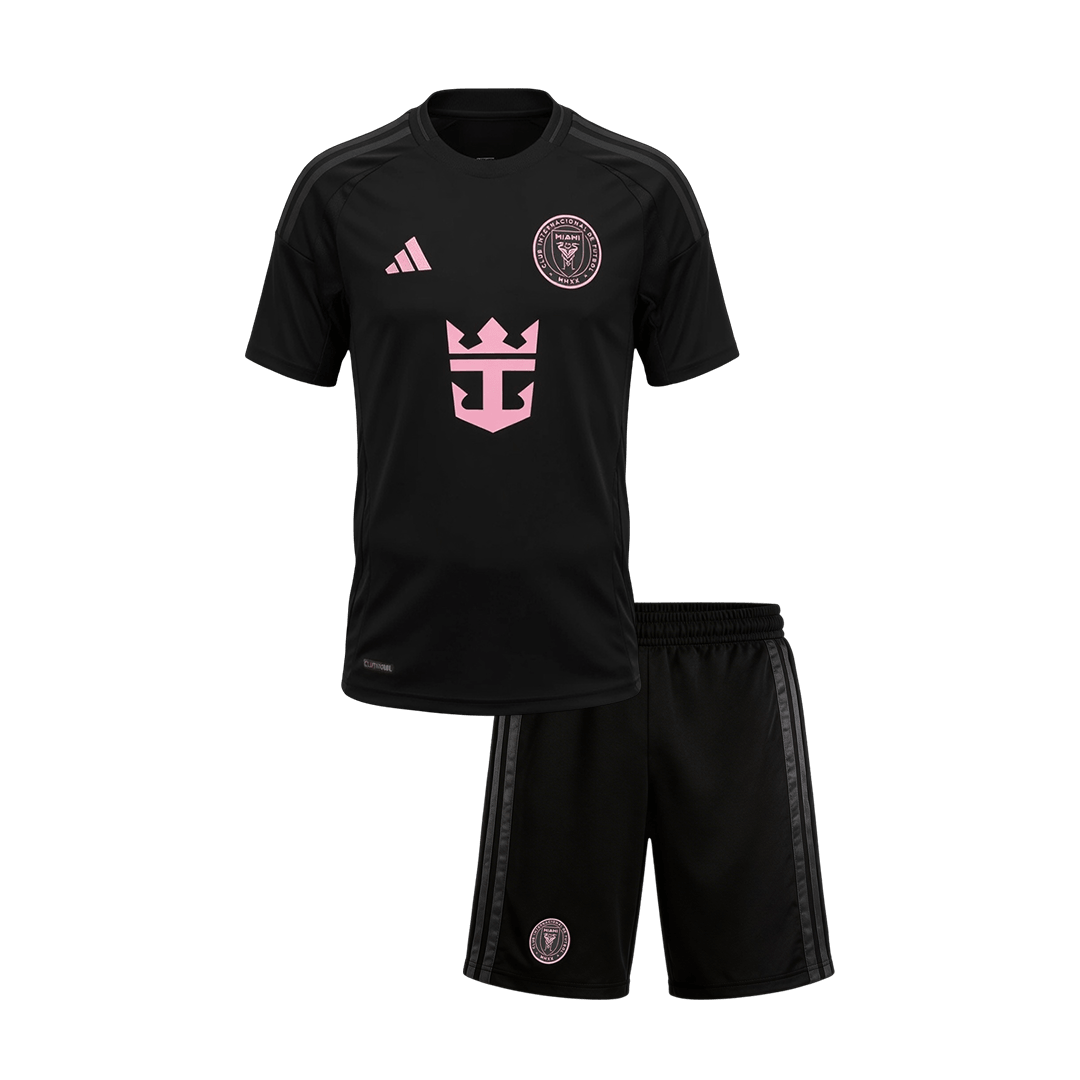 Kid's Inter Miami Away Soccer Jersey Kit(Jersey+Shorts) 2026 Black - gojersey
