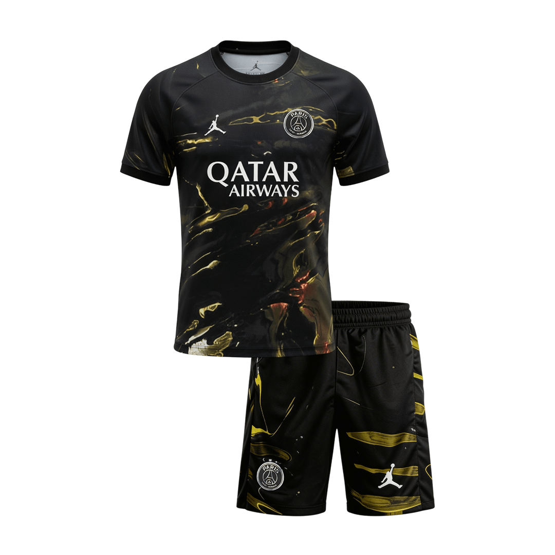 Kid's PSG Jordan Night Edition Soccer Jersey Kit(Jersey+Shorts) 2025/26 Black - gojersey