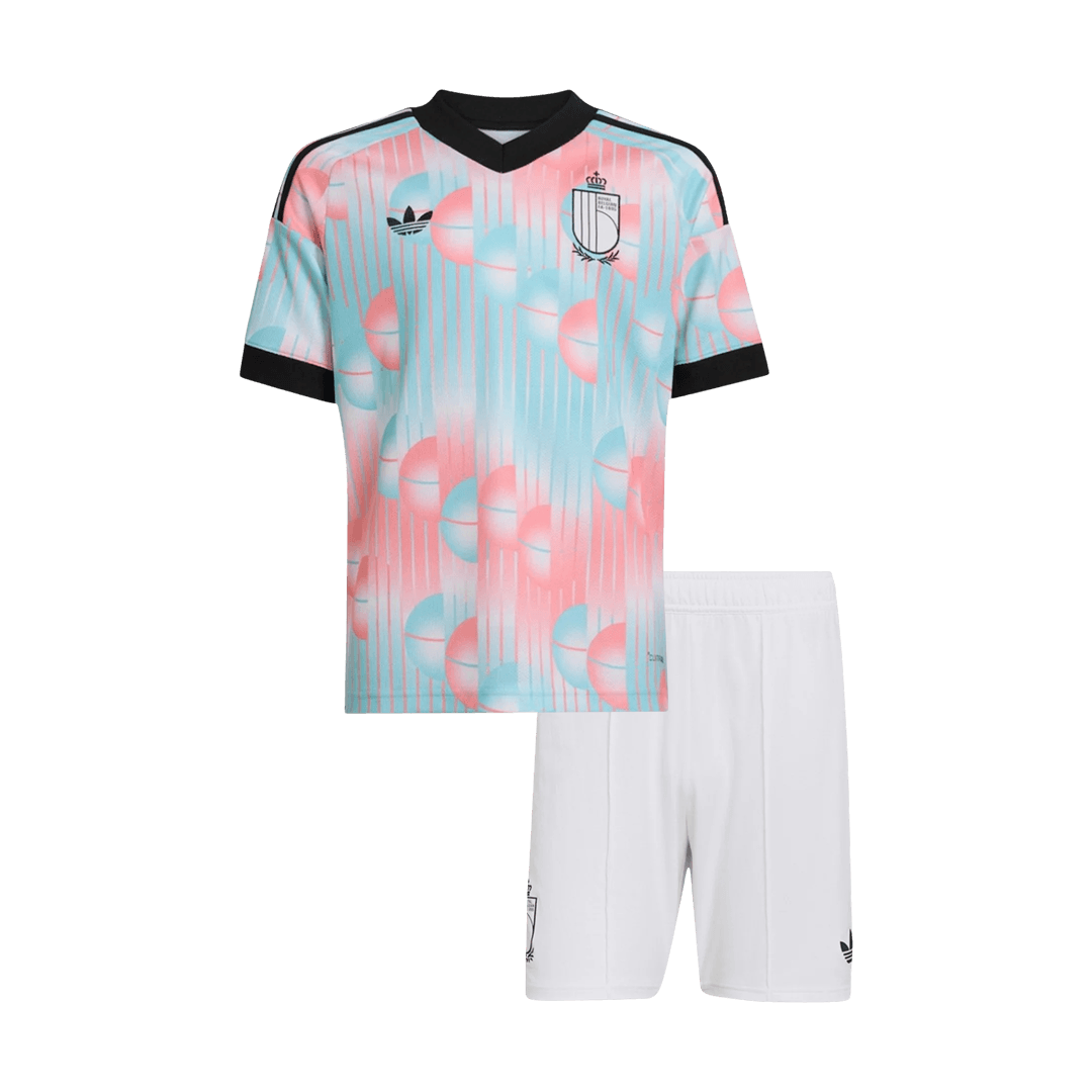 Kid's Belgium Away Soccer Jersey Kit(Jersey+Shorts) World Cup 2026 Blue&Pink - gojersey