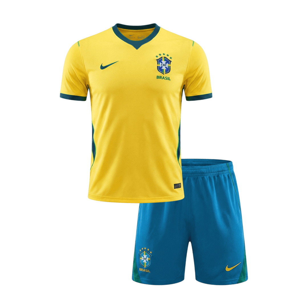 Kid's Brazil Home Soccer Jersey Kit(Jersey+Shorts) World Cup 2026 Yellow - gojersey