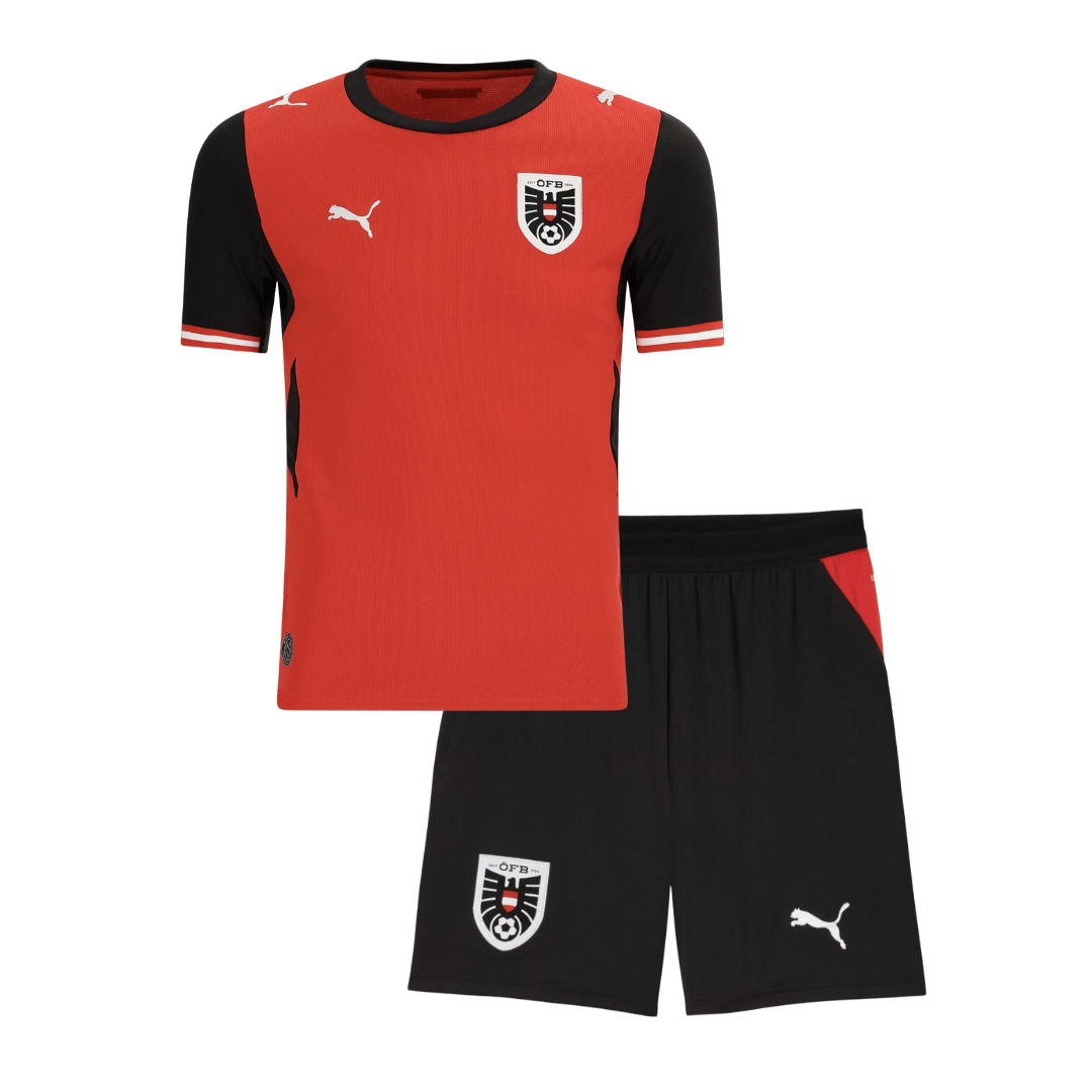 Kid's Austria Home Soccer Jersey Kit(Jersey+Shorts) World Cup 2026 Red - gojersey