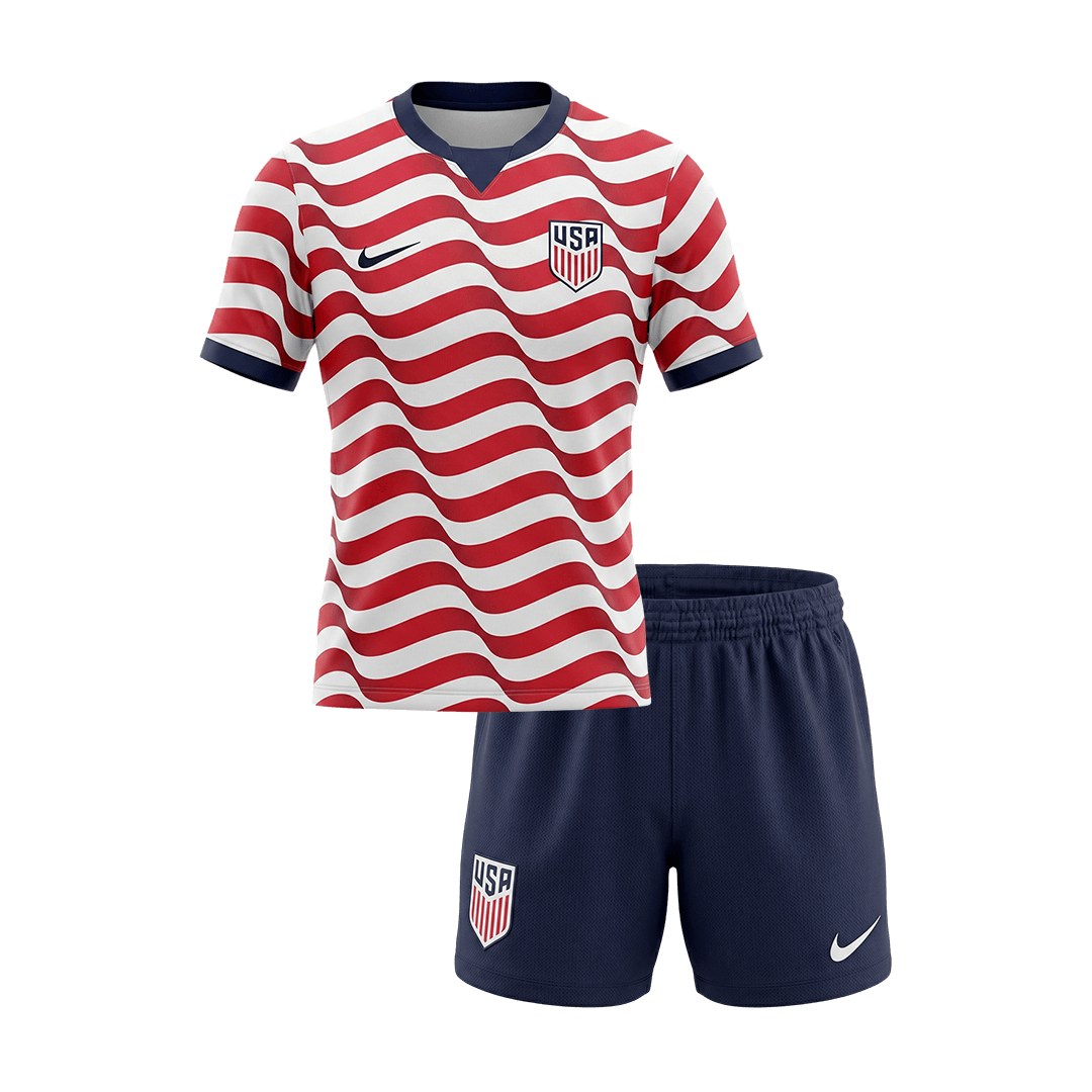 Kids USMNT Home Soccer Jersey Kit(Jersey+Shorts) World Cup 2026 Red&White - gojersey
