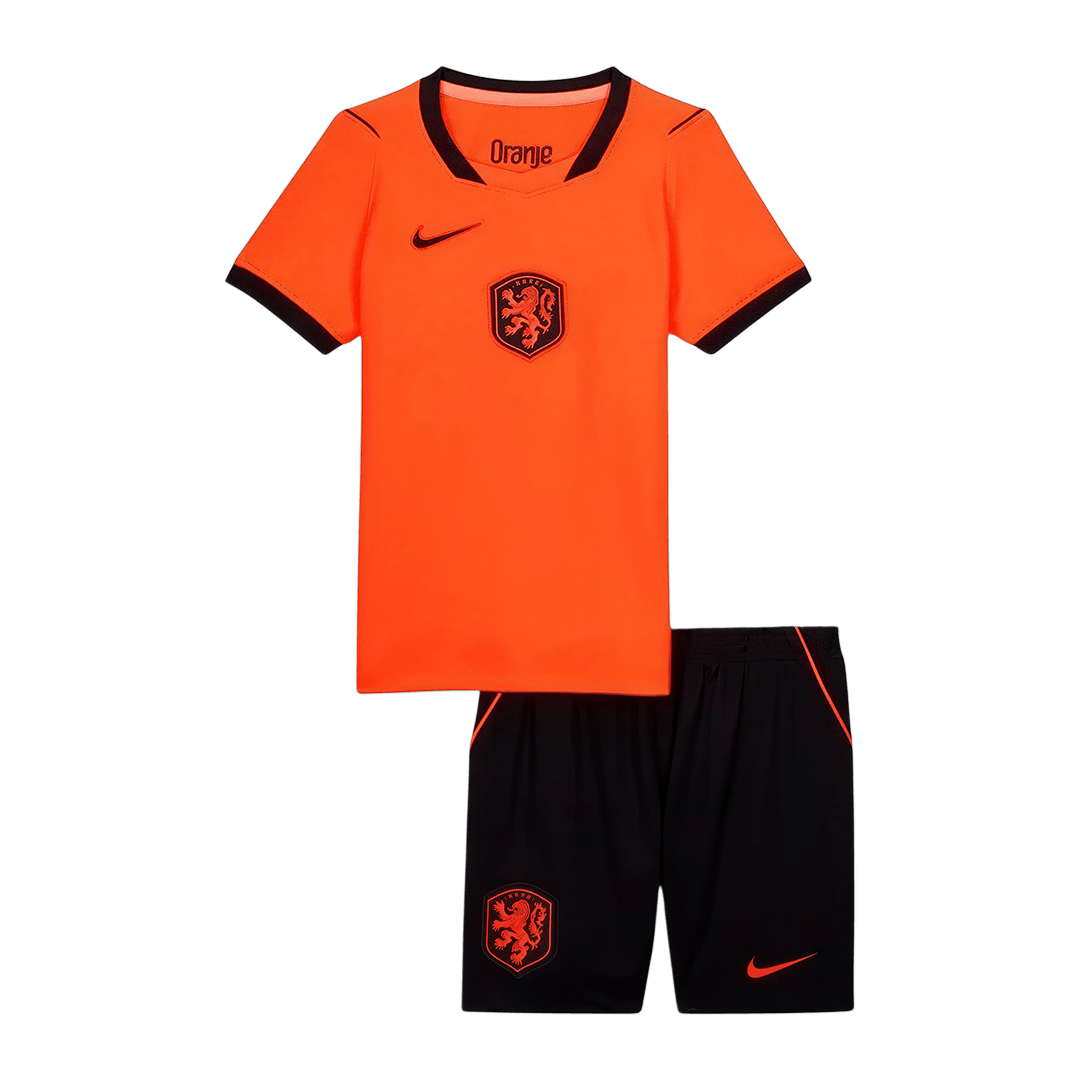 Kids Netherlands Home Soccer Jersey Kit(Jersey+Shorts) World Cup 2026 Orange - gojersey