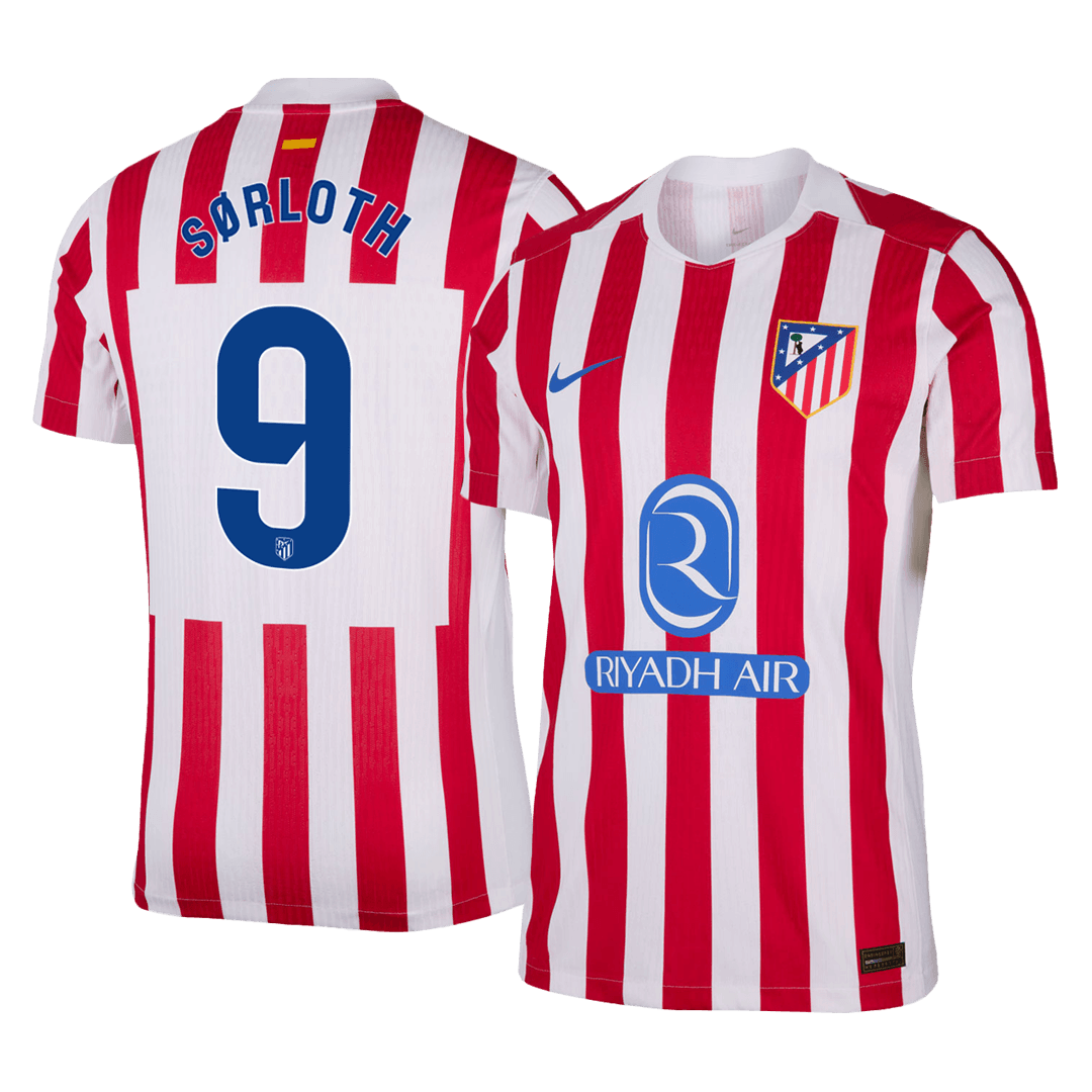 SØRLOTH #9 Player Version  Atletico Madridl Home Soccer Jersey 25/26 Red&White - gojersey