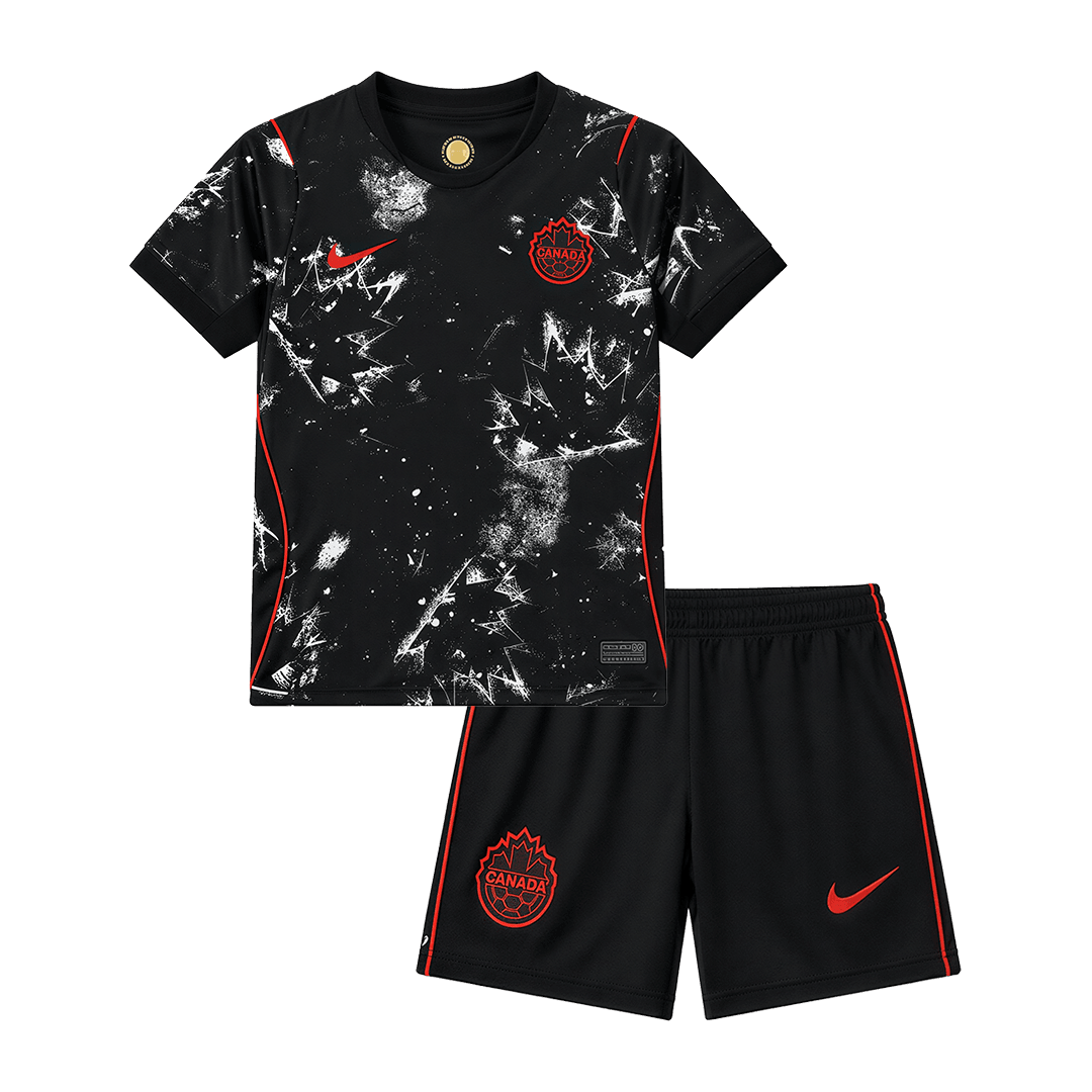 Kids Canada Away Soccer Jersey Kit (Jersey+Shorts) World Cup 2026 Black - gojersey