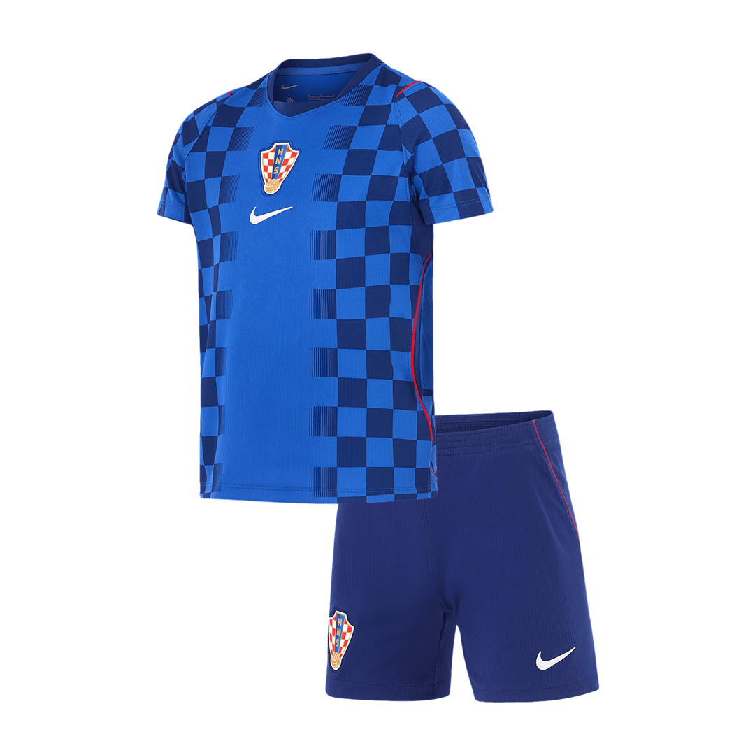 Kids Fan Croatia Away Soccer Jersey Kit (Jersey+Shorts) World Cup 2026 Blue - gojersey