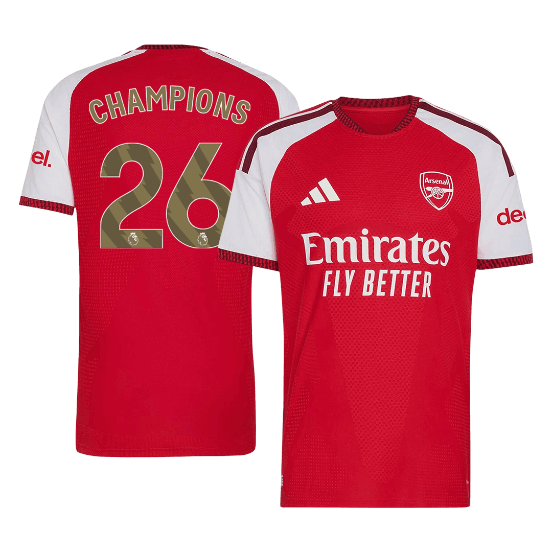 CHAMPIONS #26 Player Version Arsenal Premier League Champions Home Soccer Jersey 2026/27 Red - gojersey