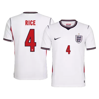 RICE #4 England Home Soccer Jersey World Cup 2026 White - gojersey