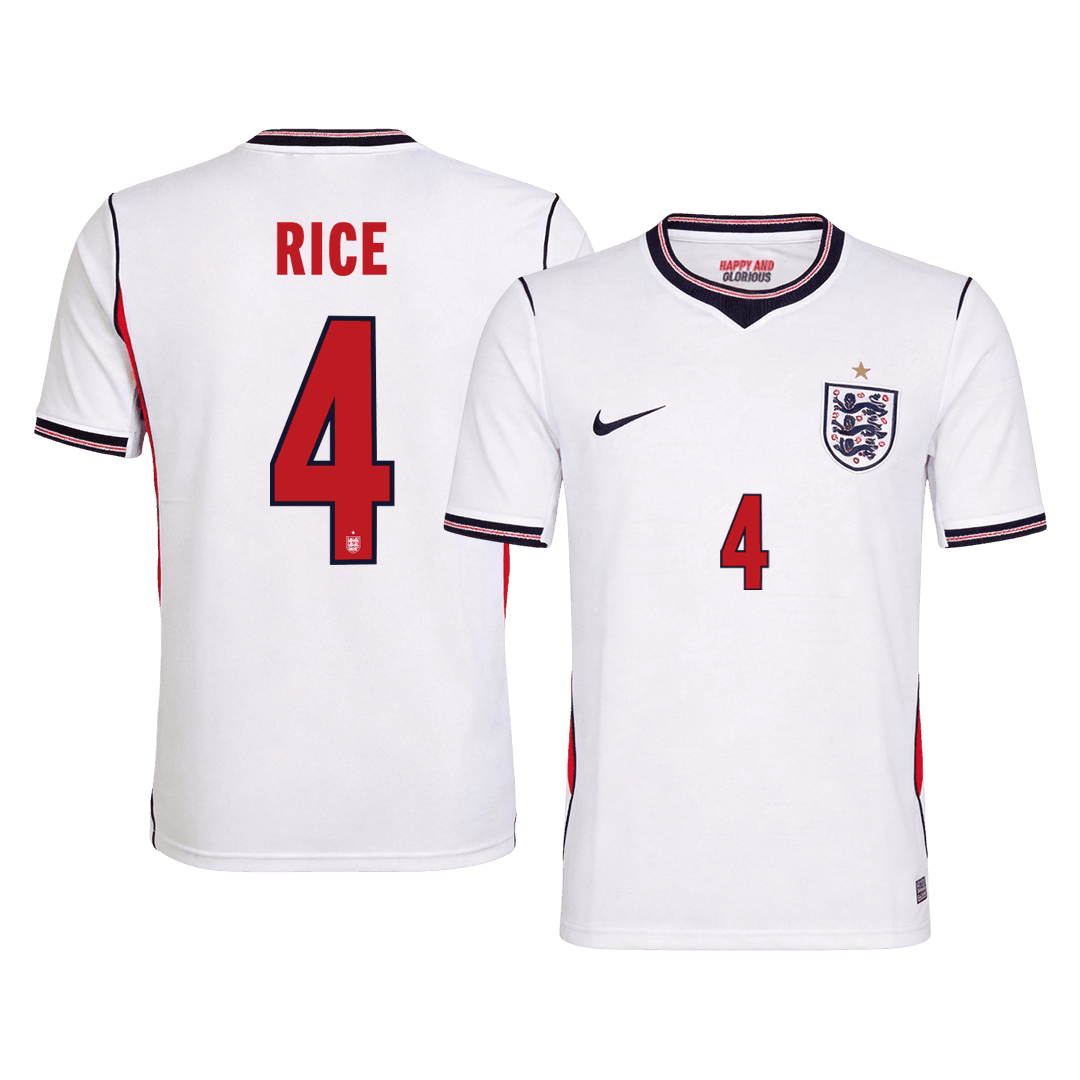 RICE #4 England Home Soccer Jersey World Cup 2026 White - gojersey
