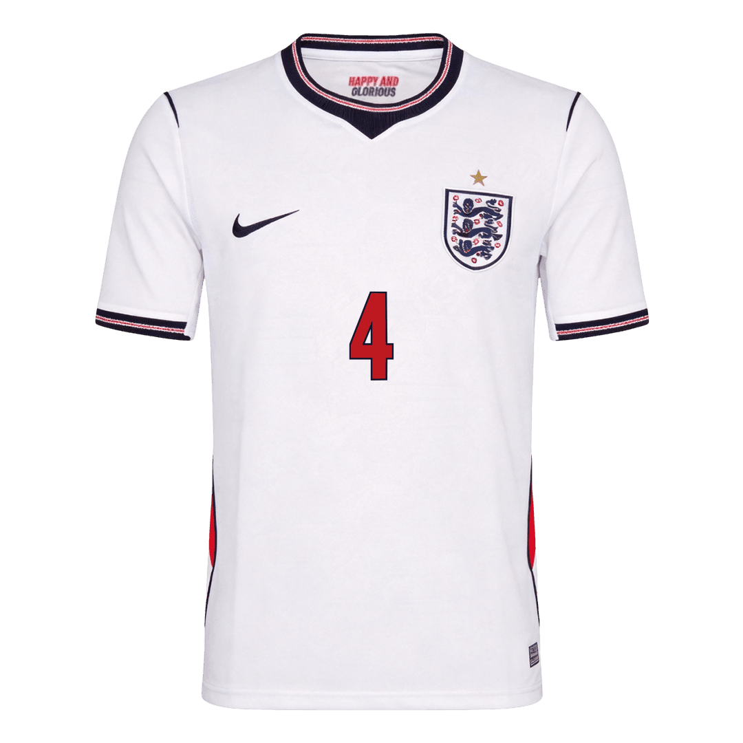 RICE #4 England Home Soccer Jersey World Cup 2026 White - gojersey