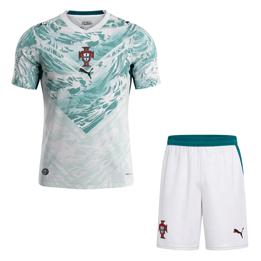Portugal Away Soccer Jersey Kit (Jersey+Shorts) World Cup 2026 White&Green - gojersey