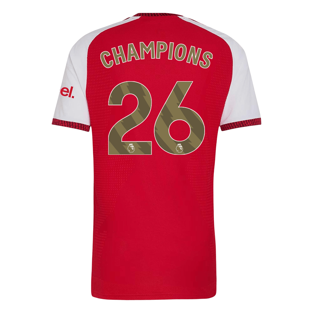 CHAMPIONS #26 Player Version Arsenal Premier League Champions Home Soccer Jersey 2026/27 Red - gojersey