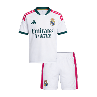 Kids Real Madrid Home Soccer Jersey Kit (Jersey+Shorts) 2026/27 White - gojersey