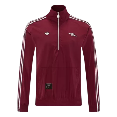 Men 2026 Arsenal Half-Zip Windbreaker Jacket Red - gojersey