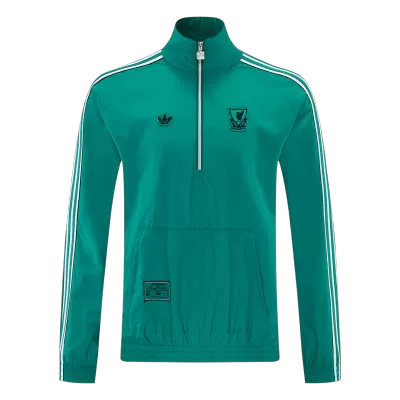 Men 2026 Liverpool Half-Zip Windbreaker Jacket Green - gojersey