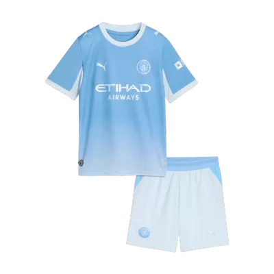 Kids Manchester City Home Soccer Jersey Kit (Jersey+Shorts) 2026/27 Blue - gojersey