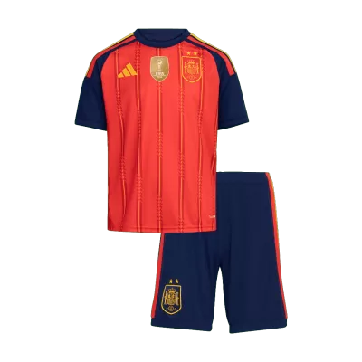 Kid's Spain Champion Edition Home Soccer Jersey Kit(Jersey+Shorts) World Cup 2026 Red - gojersey