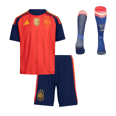 Kid's Spain Champion Edition Home Soccer Jersey Kit(Jersey+Shorts+Socks) World Cup 2026 Red - gojersey