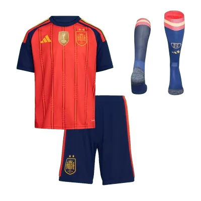 Kid's Spain Champion Edition Home Soccer Jersey Kit(Jersey+Shorts+Socks) World Cup 2026 Red - gojersey