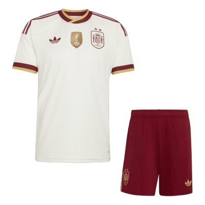 Kids Spain Champion Edition Away Soccer Jersey Kit (Jersey+Shorts) World Cup 2026 White - gojersey