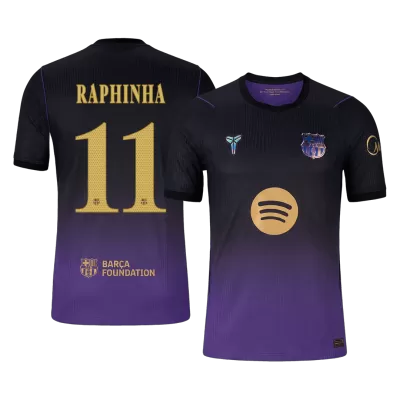 RAPHINHA #11 Player Version Barcelona x Kobe Bryant Away Soccer Jersey 2026/27 Black/Purple - UCL - gojersey