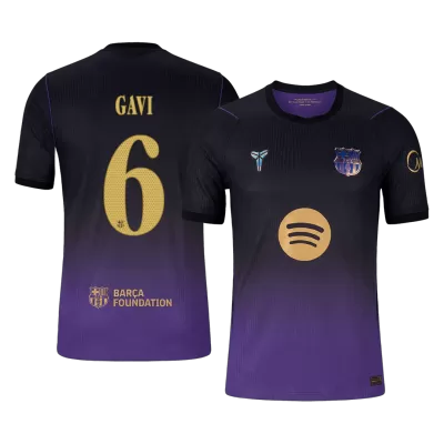GAVI #6 Player Version Barcelona x Kobe Bryant Away Soccer Jersey 2026/27 Black/Purple - UCL - gojersey