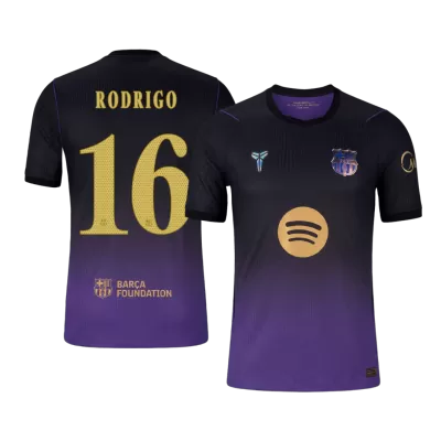 RODRIGO #16 Player Version Barcelona x Kobe Bryant Away Soccer Jersey 2026/27 Black/Purple - UCL - gojersey