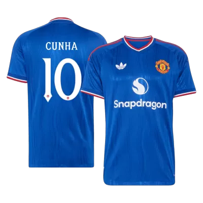CUNHA #10 Player Version Manchester United Away Soccer Jersey 2026/27 Blue - UCL - gojersey