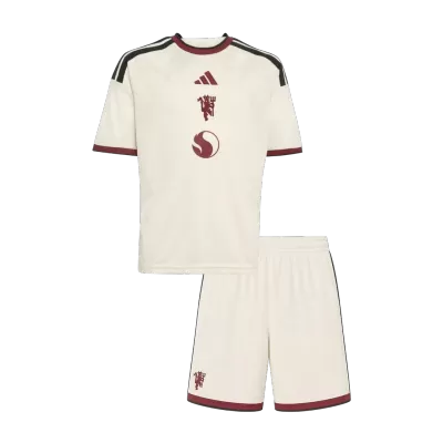Kids Manchester United Third Soccer Jersey Kit (Jersey+Shorts) 2026/27 White - gojersey