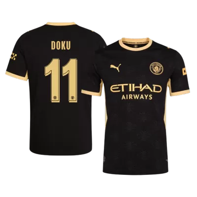 DOKU #11 Player Version Manchester City Away Soccer Jersey 2026/27 Black - UCL - gojersey