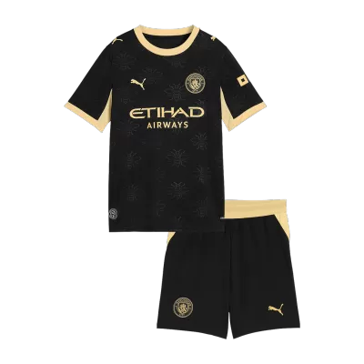 Kids Manchester City Away Soccer Jersey Kit (Jersey+Shorts) 2026/27 Black - gojersey